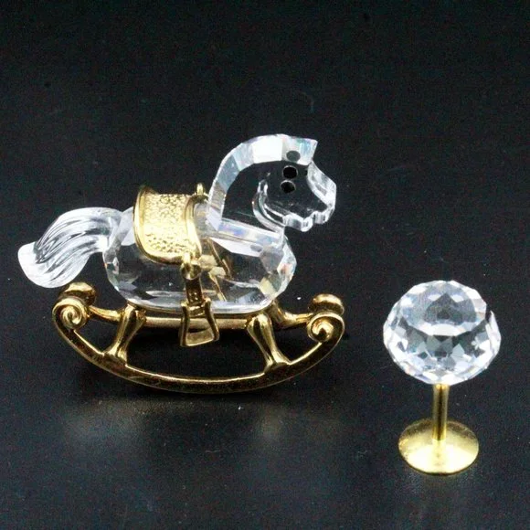 Authentic Swarovski Crystal Rocking Horse Gold Plate Figurine